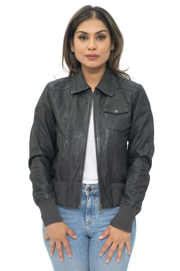 Infinity Leather Womens Leather MA-1 Varsity Jacket-Ann Arbor