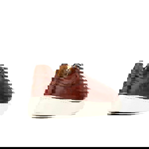 Embassy London Sun City - Brown - Men's white sole trainer in brown soft leather