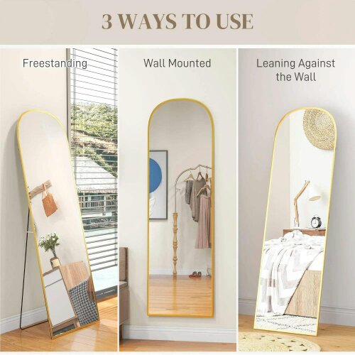 Bobobiy 162cm Aluminium Frame Standing Mirror - Gold