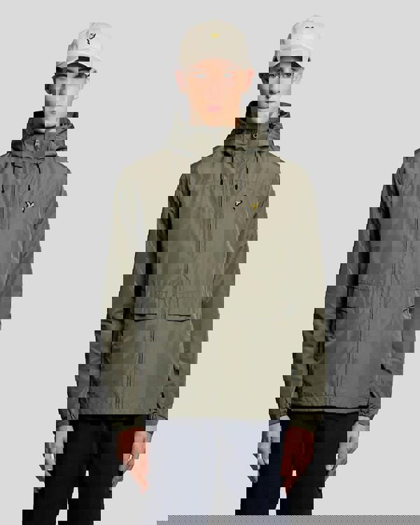 Lyle & Scott Lightweight Hooded Zip Through Mens Jacket - X569 Khaki Ash | CHO | Designer Mens Jackets