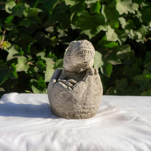 Small Stone Cast Baby T-Rex Dinosaur Garden Sculpture