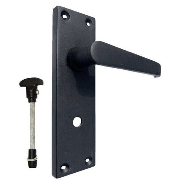 EDH Door Hardware Victorian Straight Matt Black Bathroom Interior Door Handles+Bathroom SASH Lock2