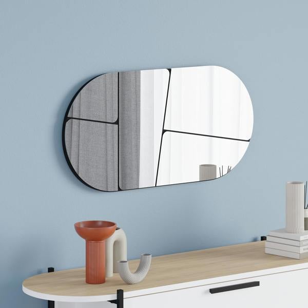 Decortie Otis Modern Unframed Mirror Wall-mounted Bathroom (H) 40cm (W)80cm