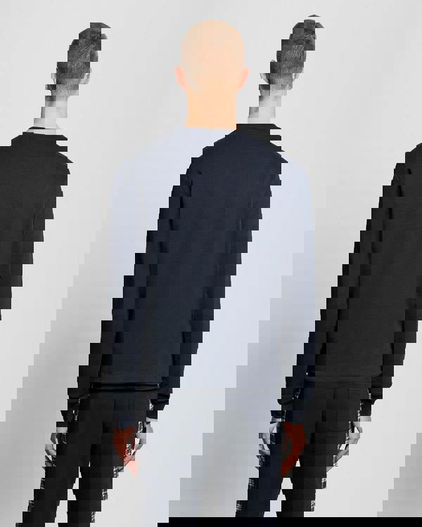 Lyle & Scott Check Panelled Mens Crew Neck Sweatshirt - Z271 Dark Navy | CHO | Designer Mens Crew Neck Sweatshirts