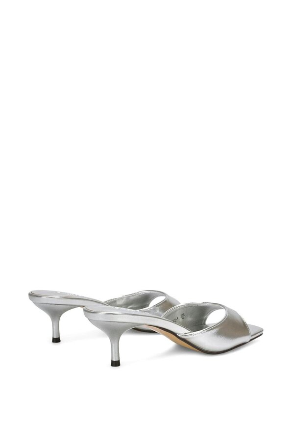 XY LONDON Square Toe Kitten Heel Slip On Heeled Sandal Mules