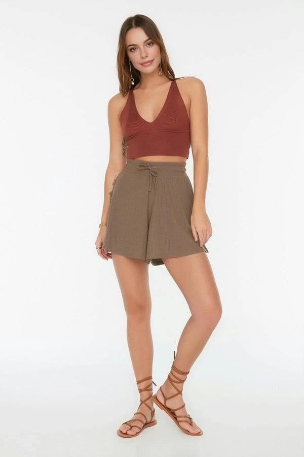 Regular Fit Normal Waist Textured Knit Shorts