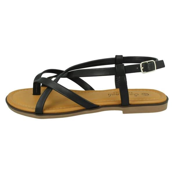 Savannah Ladies Savannah Flat Strappy Toepost Sandal with Buckle Strap F00444