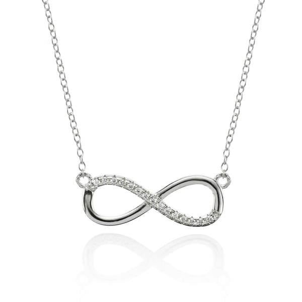 Sterling Silver Infinity Necklace with Cubic Zirconia - namana.london
