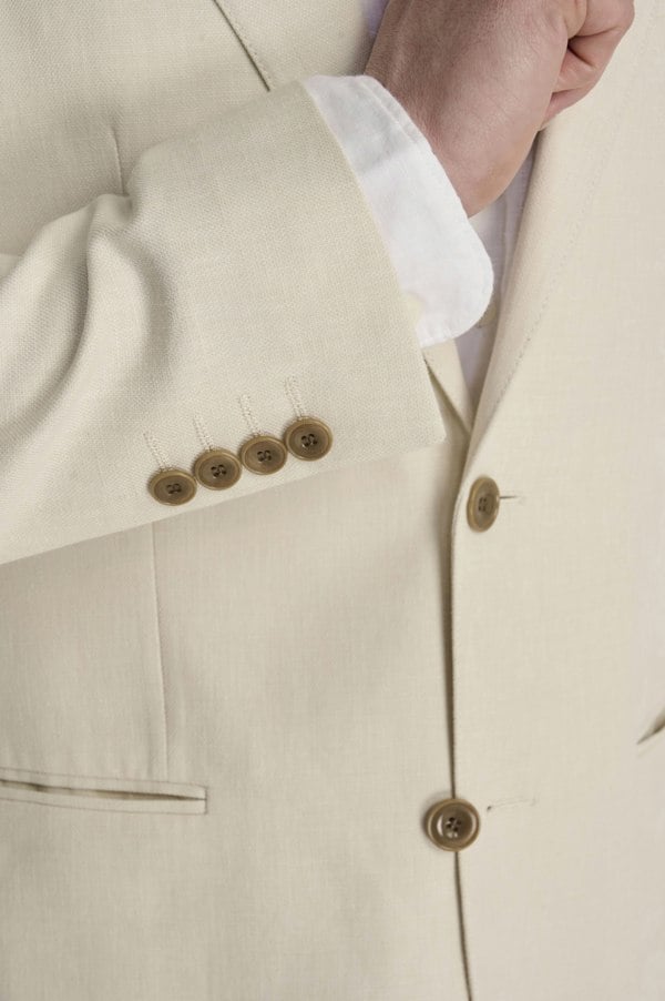 Harry Brown London Giacomo Slim Fit Cotton Linen Suit Jacket in Stone