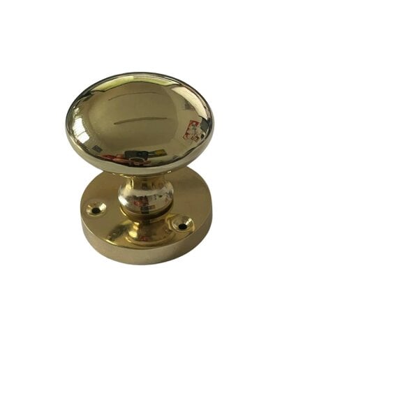 EDH Door Hardware Polished Brass Round Door Knobs on Rose – Modern Internal Mortice Door Knob Set – 1 Pair