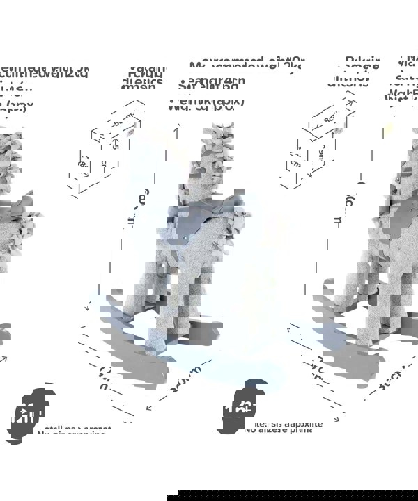 Infographic image of Stirling & Mac Rocking Horse 12m+ showing dimensions