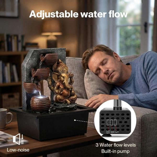 Spector Tabletop Water Fountain Indoor Garden Fountains LED Resin Bronze