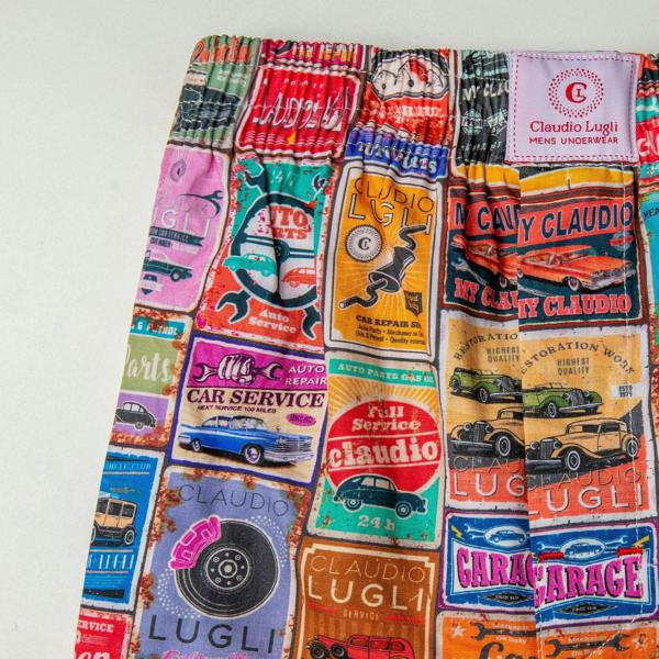 CLAUDIO'S GARAGE COTTON POPLIN PRINT BOXER SHORTS - Premium Men's Patterned Shirt by Claudio Lugli | Bold Design, Tailored Fit, Best Printed Shirts