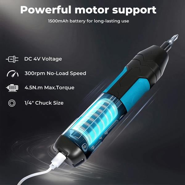 Traderight 4V Cordless Electric Screwdriver Set Fast-Charging 1500mah Power Tool
