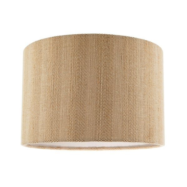 Textured Oatmeal Linen Fabric Drum Lamp Shade with Taupe Cotton Lining Image 1
