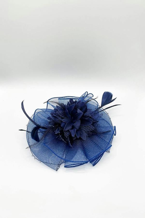 SVNX Feather Bloom Fascinator in Navy