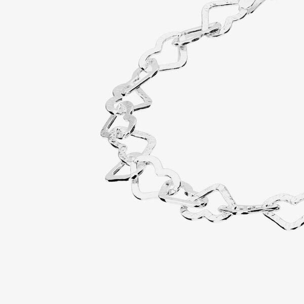 T. H. Baker Sterling Silver Open Heart Link Bracelet B4323