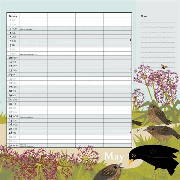 RSPB, Illustrated Household Organiser 2027, Family Planners, Month To View, Animals, Gift