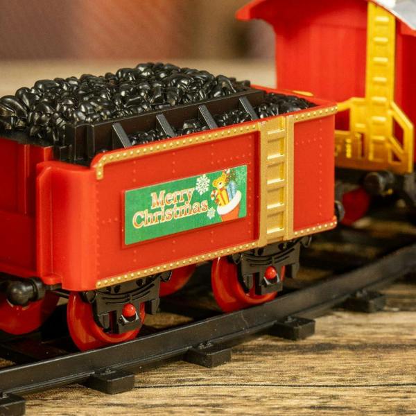 MANTRARAJ 12pcs Christmas Train Set Track Deluxe Musical Sound Light Around Tree Decoration Xmas