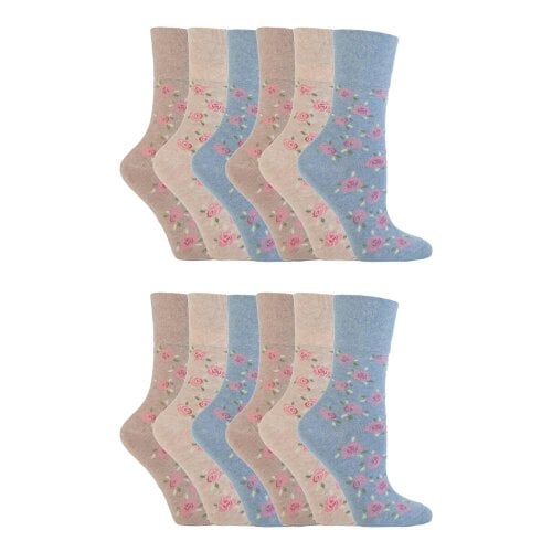 Gentle Grip 12 Pairs Ladies Cotton Rich Everyday Socks Gentle Grip Soft Top Comfort Socks - 4-8 UK - SOLRH46