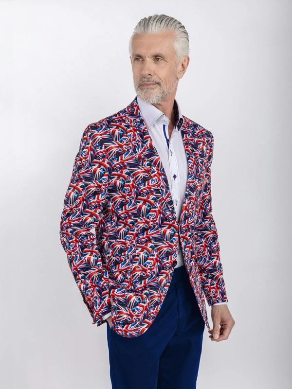 UNION JACK PRINTED FITTED JACKET - Claudio Lugli Shirts