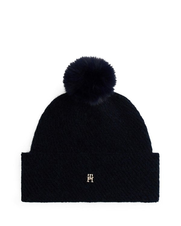 Tommy Hilfiger Womens Pom Pom Beanie Gift Set - Space Blue