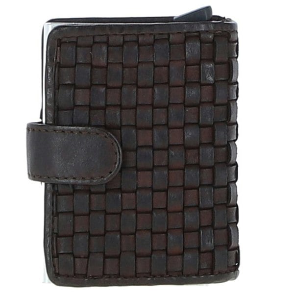 'La Perfetto' Metal & Woven Leather Card Wallet Case: D-10W