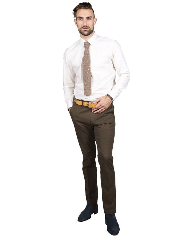 SLIM FIT CHINO TROUSERS – OLIVE GREEN