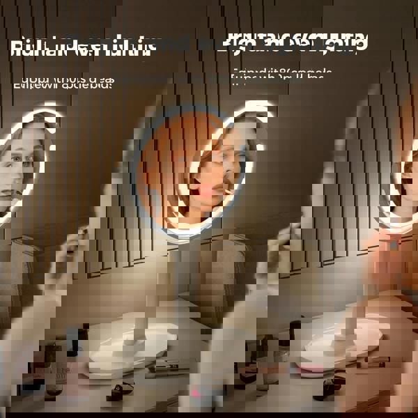 Emitto 10X Magnifying Makeup Mirror Round 360° Rotation LED Light Double Side