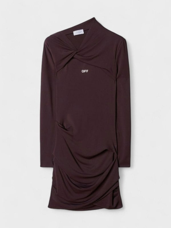 Off - White Off Stamp Twist Detail Minidress Brown - Supplied FashionOff White