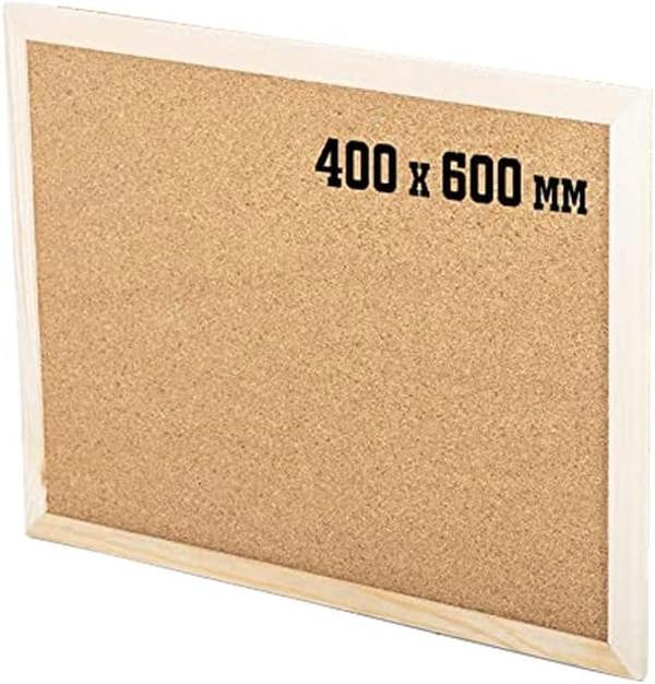 KAV Cork Notice Pin Board - Noticeboard Bulletin Wooden Frame for Office, School, Bedroom, Memo, and Home (Pack of 2)