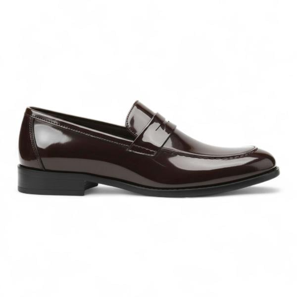 Dolcetto Mens Brown Patent Faux Leather Formal Penny Loafers