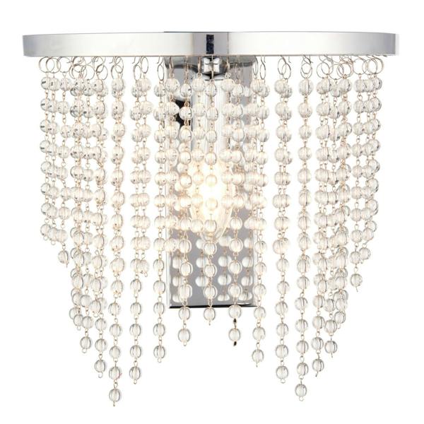 Pagazzi Lighting Rain Polished Chrome Wall Light with Crystal Droplets