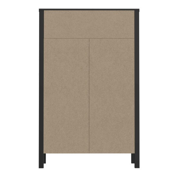 Wyld Haus Egtved Black and Natural Oak Wood Effect Chest of 4 Drawers
