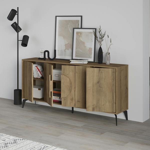 Decortie Gora Particleboard 4 Door Sideboard with Metal Legs (W) 180cm