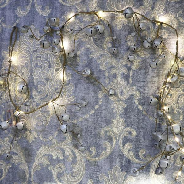 150cm Silver Hanging Garland Decoration with 20 Warm White LEDs, PVC, Battery Operated image 7