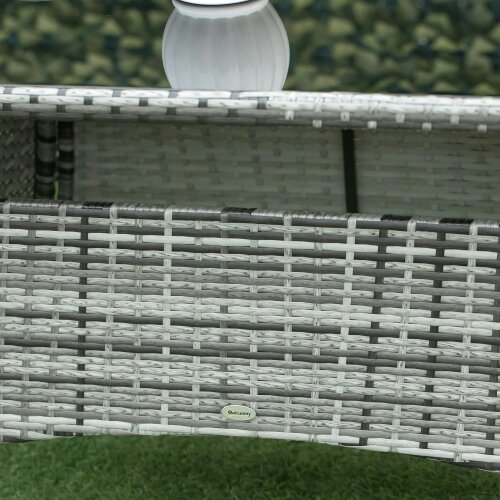 Wyld Haus Zila 6 Seater Rattan Grey Outdoor Dining Set With Cushioned Armchairs And Glass Table