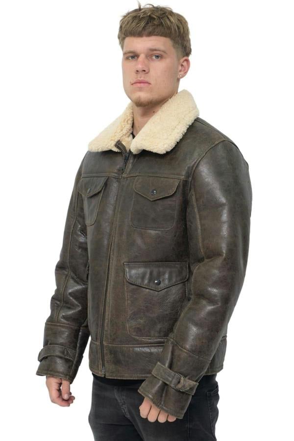 Infinity Leather Mens Sheepskin Classic Safari Jacket-Arezzo