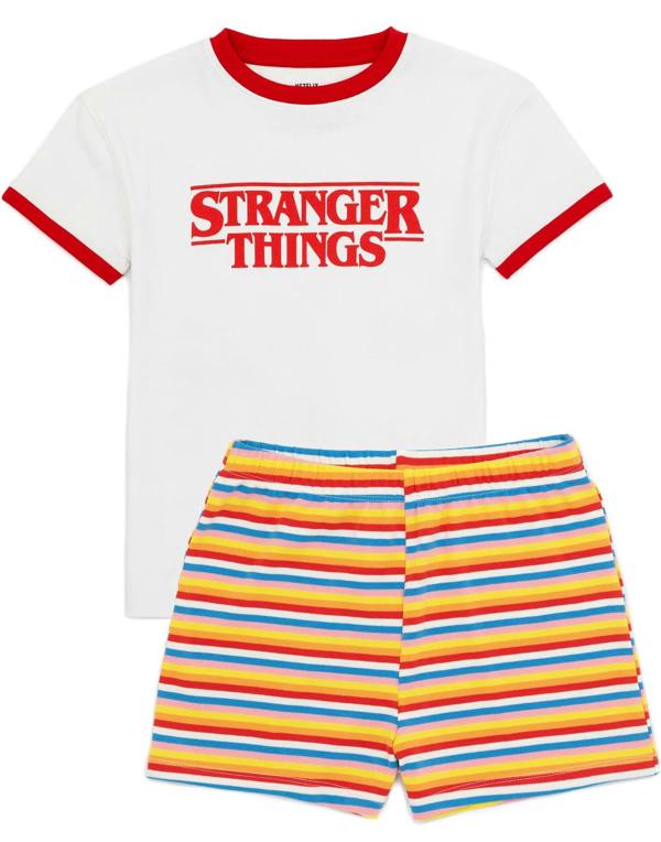 Stranger Things Unisex Kids Multicoloured Logo Short Sleeve Short Leg Pyjama Set