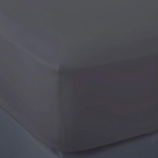 Midnight Grey French Linen 40cm Deep Fitted Sheets close-up detail 4 | Soak and Sleep