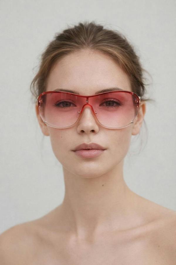 SVNX Vintage Rose Wrap Around Sunglasses In Pink
