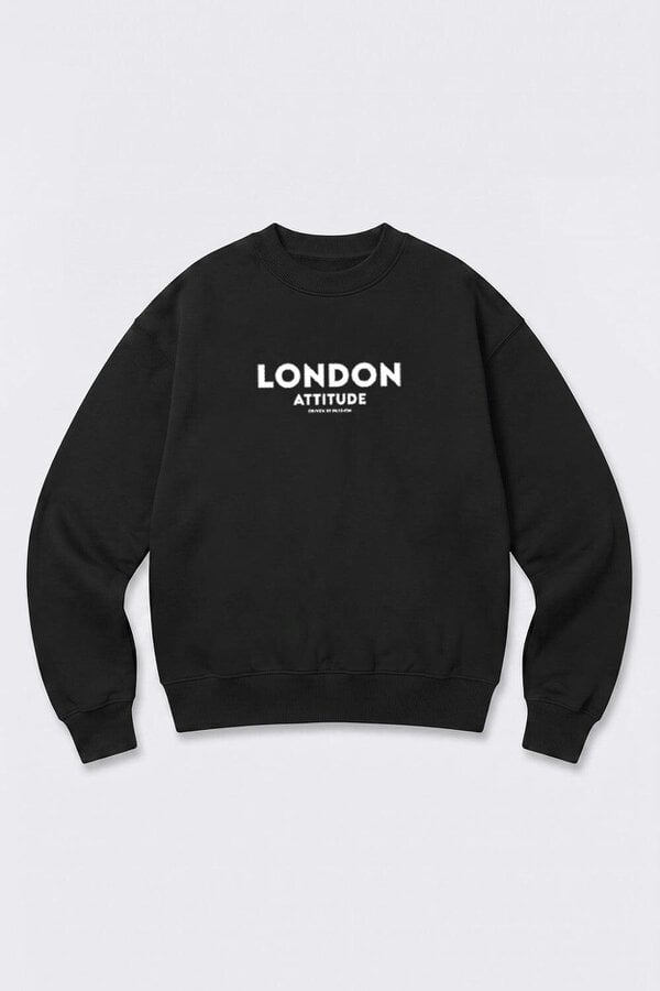 London Attitude Oversized Dragon Graphic Sweatshirt in Black