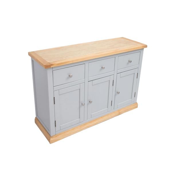 Cabinet Bits Bomporto Light Grey 3 Drawer 3 Door Sideboard Chrome Knob