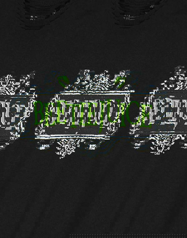 Beetlejuice Womens Black Beetlejuice Logo Crop Top Cropped Short Sleeved T-Shirt