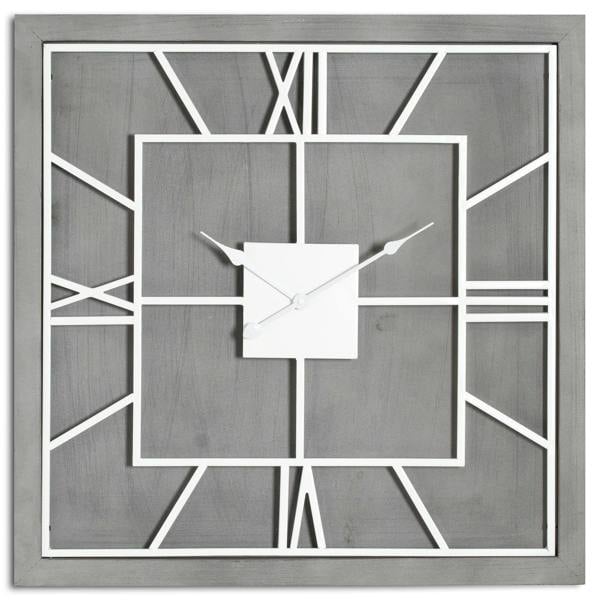 Hill Interiors Williston Square Wall Clock - Silver/Grey - 