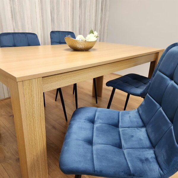 Kosy Koala Dining Set of 4 Dining Table and 4 Blue Velvet Chairs Dining Room Furniture