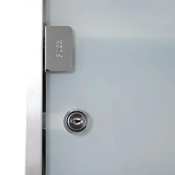 Stainless steel cabinet door lock with round key cylinder and chrome bezel