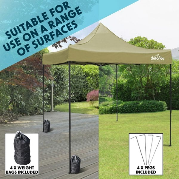 3x3m Pop-Up Gazebo - BEIGE Heavy Duty Frame & Water Resistant - Garden Pavillion - LoopsDirect