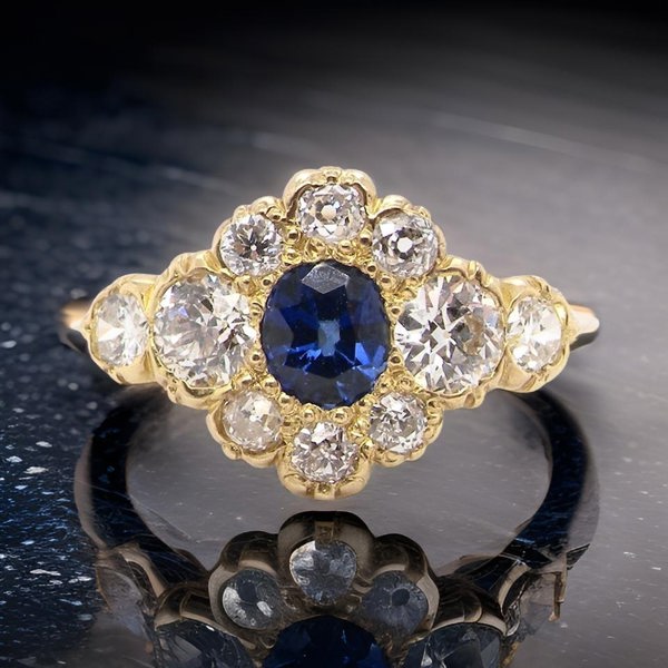 Vintage Tom An antique Sapphire and Diamond cluster ring