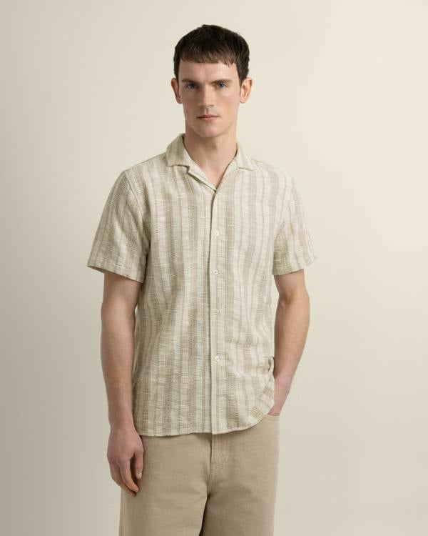 Larsson & Co Aric - Jacquard Stripe Short Sleeve Shirt